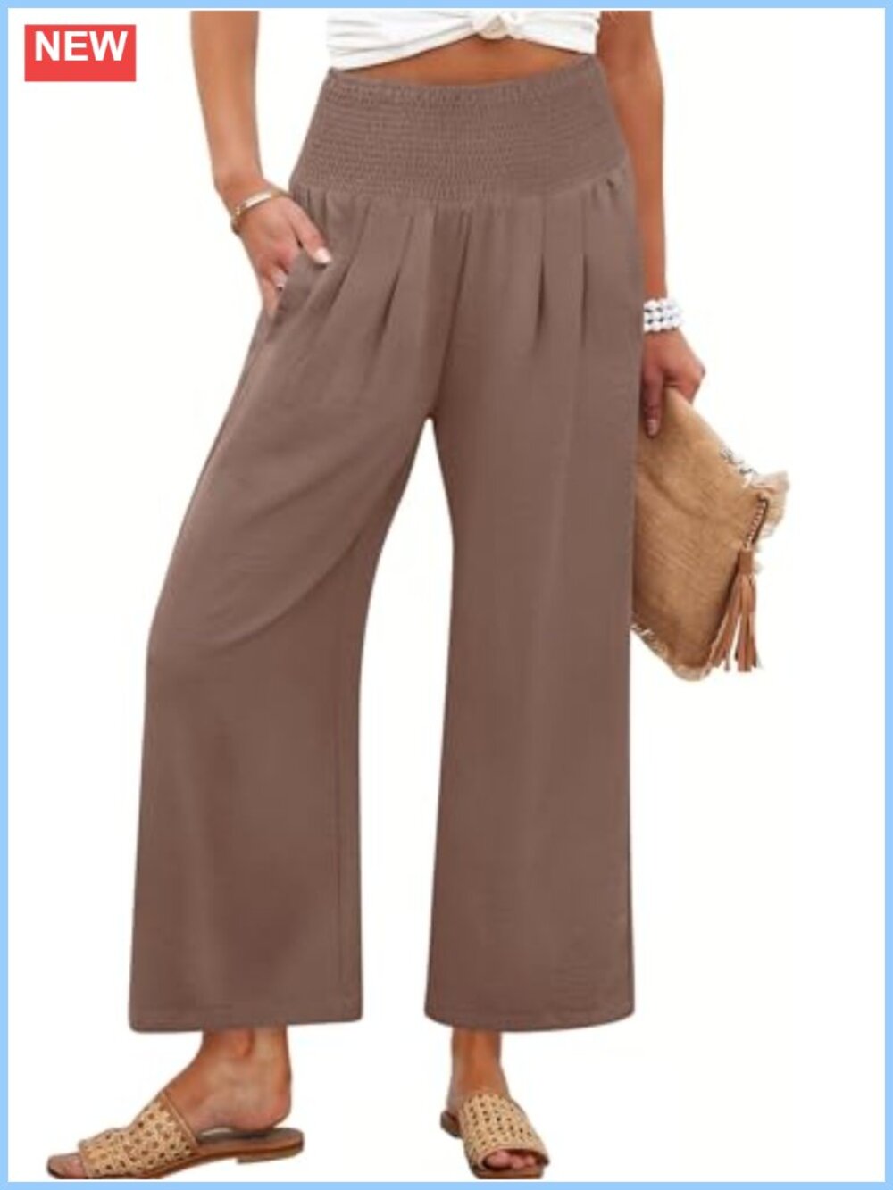 Wide Leg Palazzo Pants with Pockets High Waist Ankle Length Casual